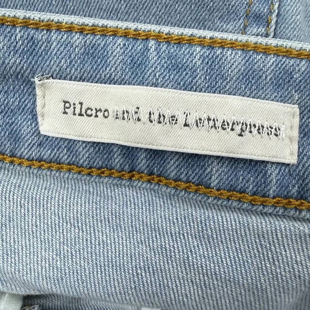 Pilcro Anthropologie Floral Embroidered Slim Fit Jeans Women 26 Stretch Bohemian